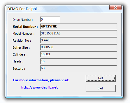 Get Hard Disk Serial Number Delphi